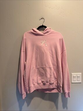 Hollister Light Pink Hooded Sweatshirt with Embroidered Bow